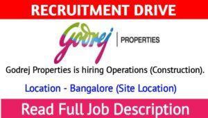 Godrej Properties Recruitment Drive 2023