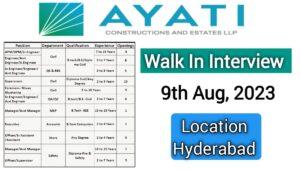 Ayati Construction Walk In Interview