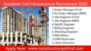 Swadeshi Civil Infrastructure Jobs Vacancy 2023