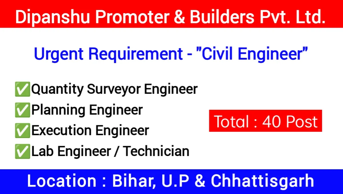 Dipanshu Promoter & Builder Pvt Ltd Vacancy