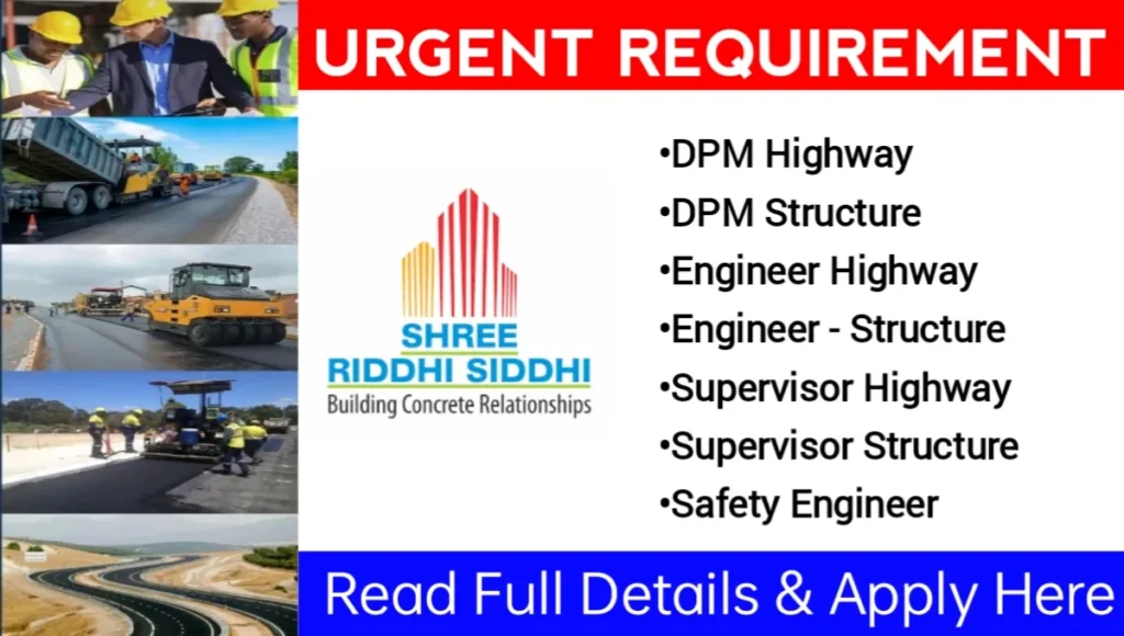 Urgent Required At Shree Riddhi Siddhi Buildwell Ltd