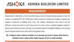 Ashoka Buildcon Ltd Hiring 2024