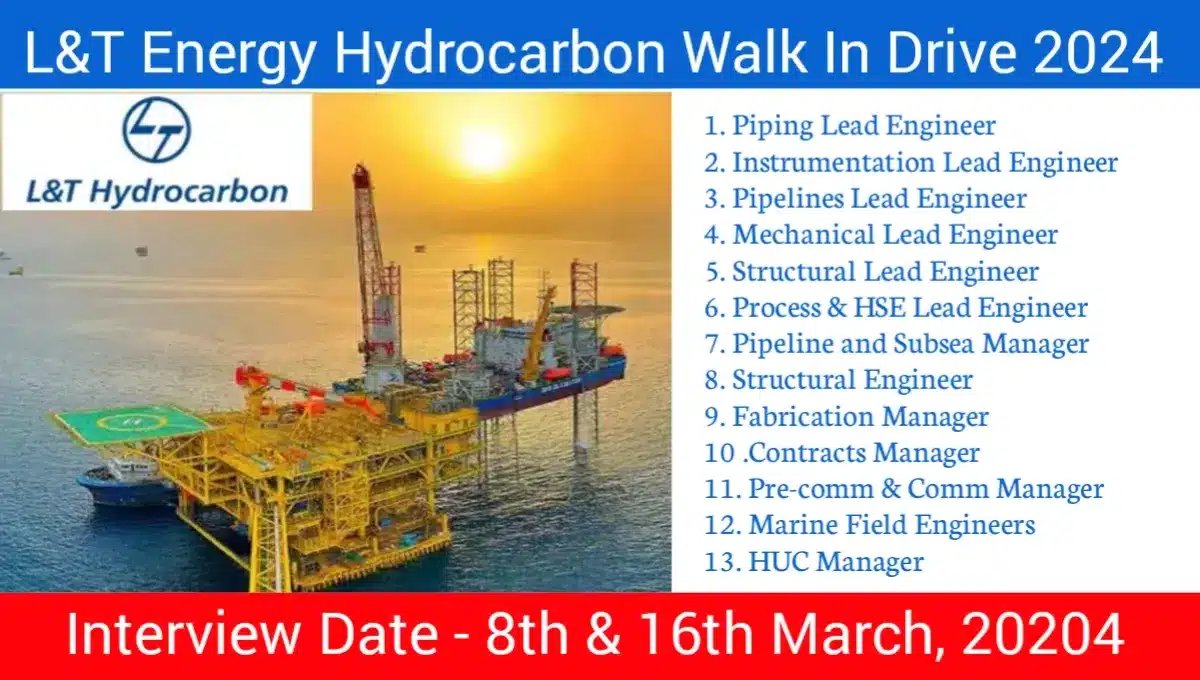 L&T Energy Hydrocarbon Walk In Interview 2024