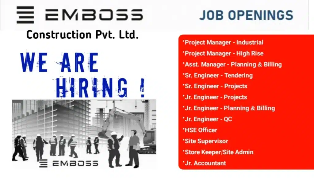 Emboss Construction Pvt Ltd Hiring 2024