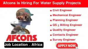 Afcons Infrastructure Ltd Vacancy For Water Supply Project