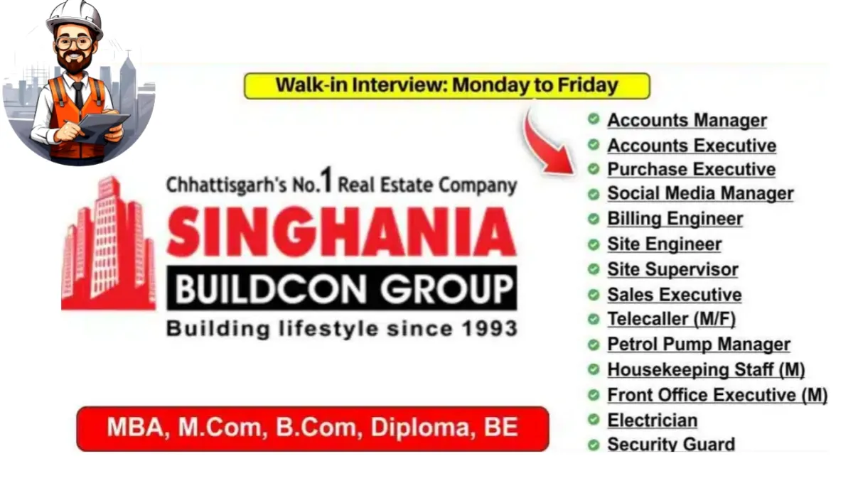 Singhania Buildcon Group Walk In Interview 2024