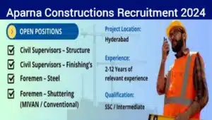 Aprana Constructions Hiring Civil Supervisor