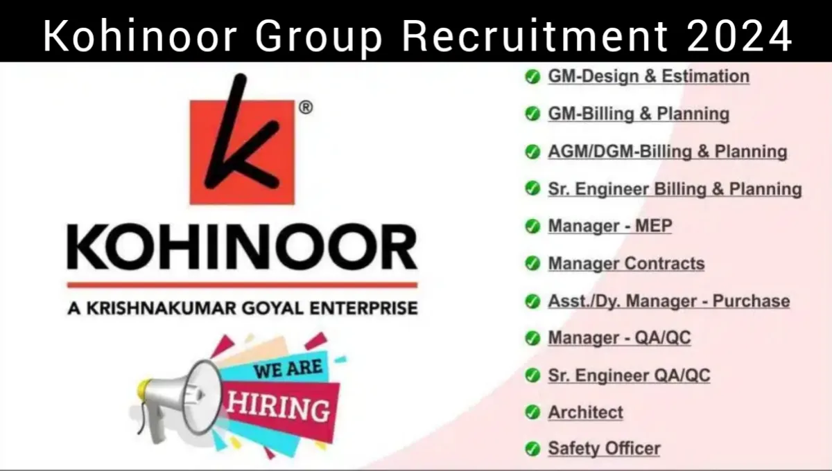 Kohinoor Group Recruitment 2024