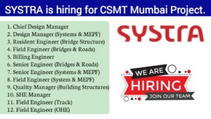 Systra India Is Hiring For CSMT Mumbai Project