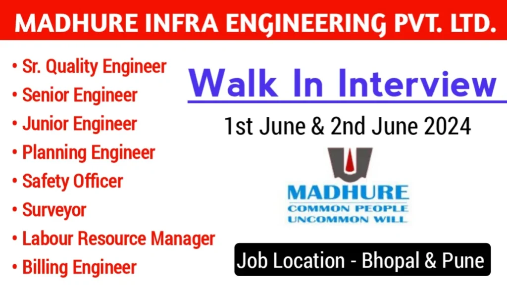 Madhure Infra Engineering Pvt Ltd Mega Recruitment Drive 2024