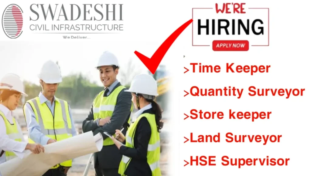 Swadeshi Civil Infrastructure Pvt Ltd Hiring 2024