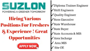 Suzlon Global Services Ltd Hiring 2024