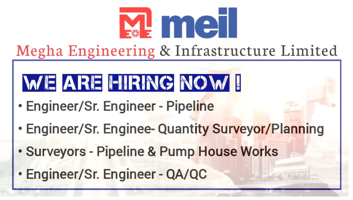 Job Vacancy At Megha Engineering & Infrastructure Ltd