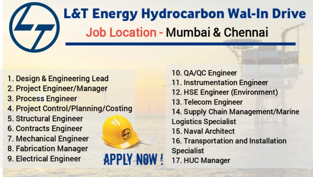 Walk-In Drive At L&T Energy Hydrocarbon Limited