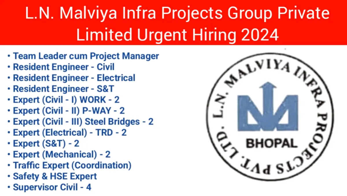 L.N. Malviya Infra Projects Pvt Ltd Urgent Recruitment