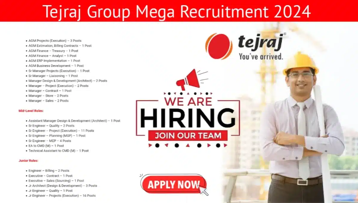 Tejraj Group Hiring For Various Posts In Pune