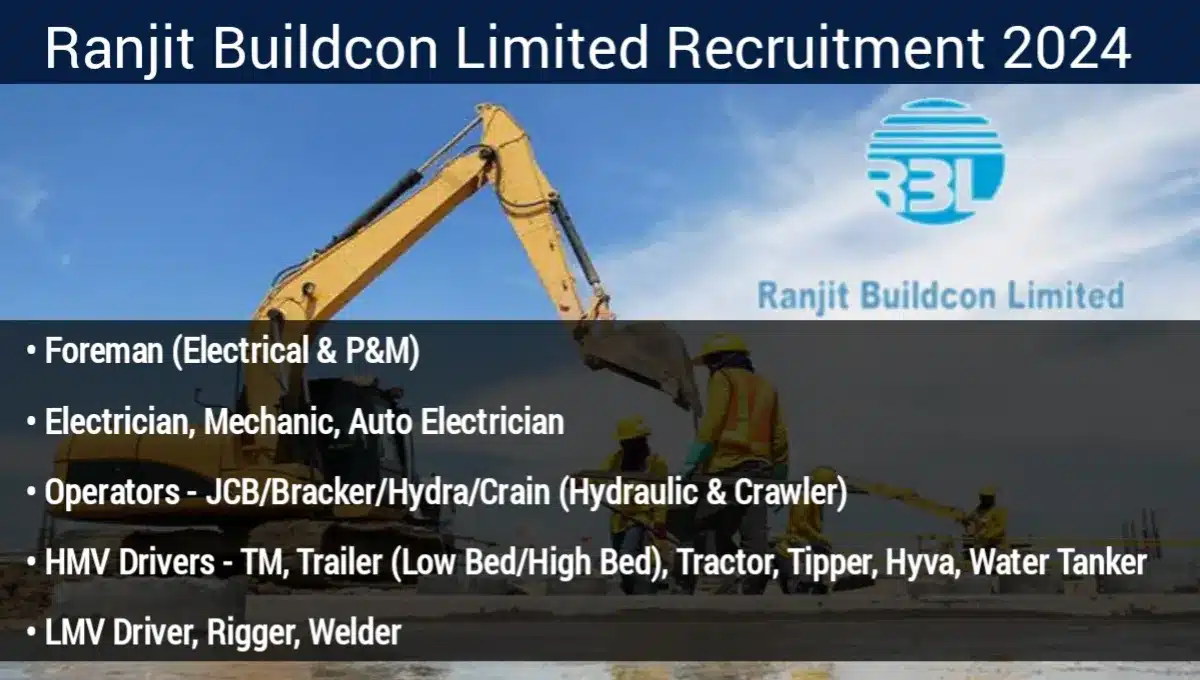 Ranjit Buildcon Limited Hiring 2024