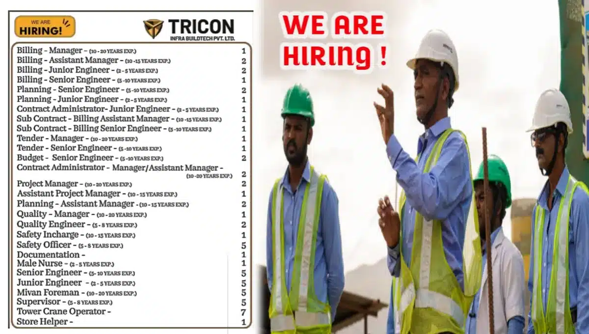 Tricon Infra Buildtech Pvt Ltd Mega Recruitment Drive