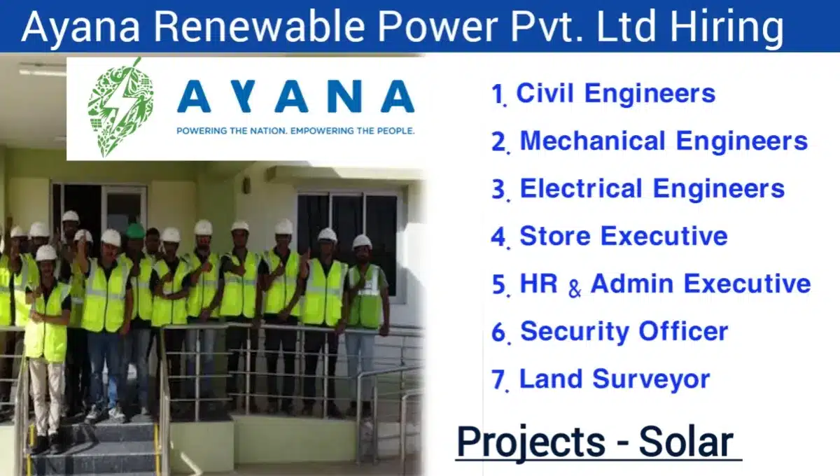 Ayana Renewable Power Pvt Ltd Hiring 2024