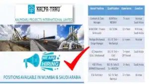 Kalpataru Projects International Ltd Urgent Hiring