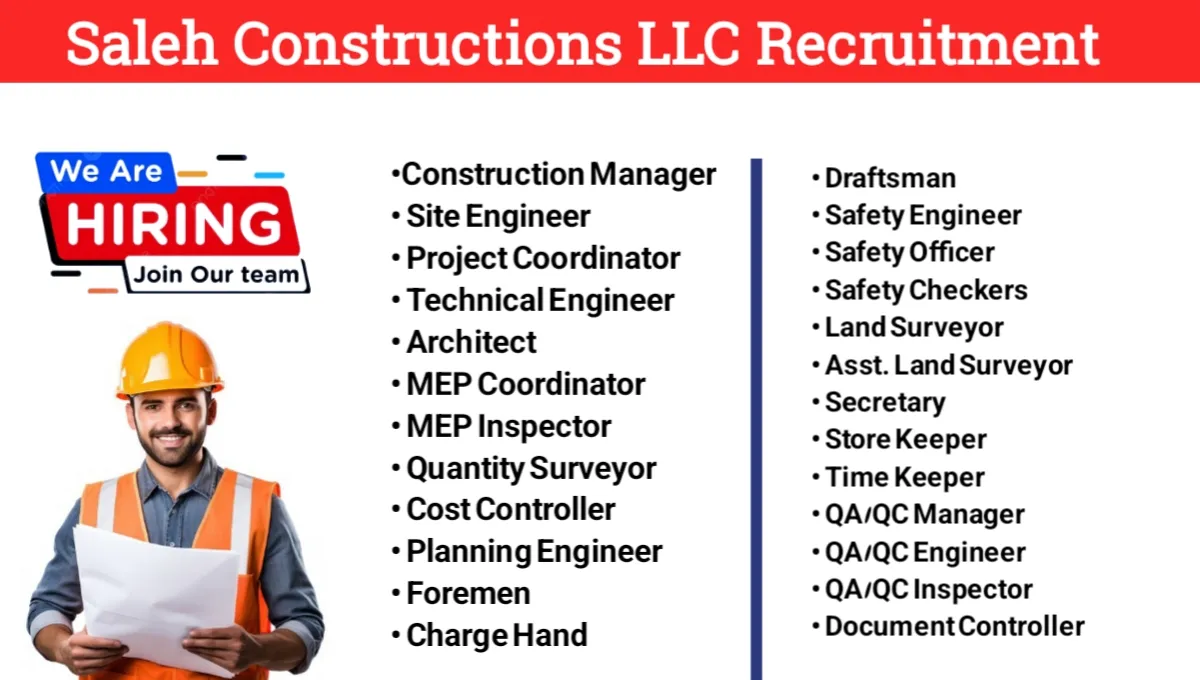 Saleh Constructions LLC Recruitment 2024