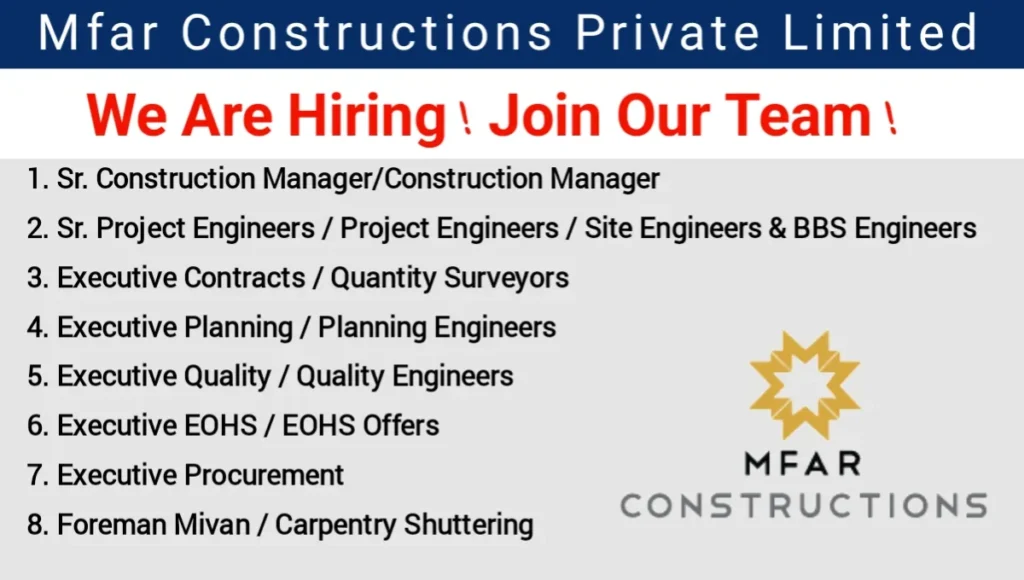 Mfar Constructions Pvt Ltd Vacancy