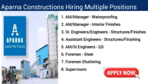 Aparna Constructions Latest Job Vacancy Hyderabad