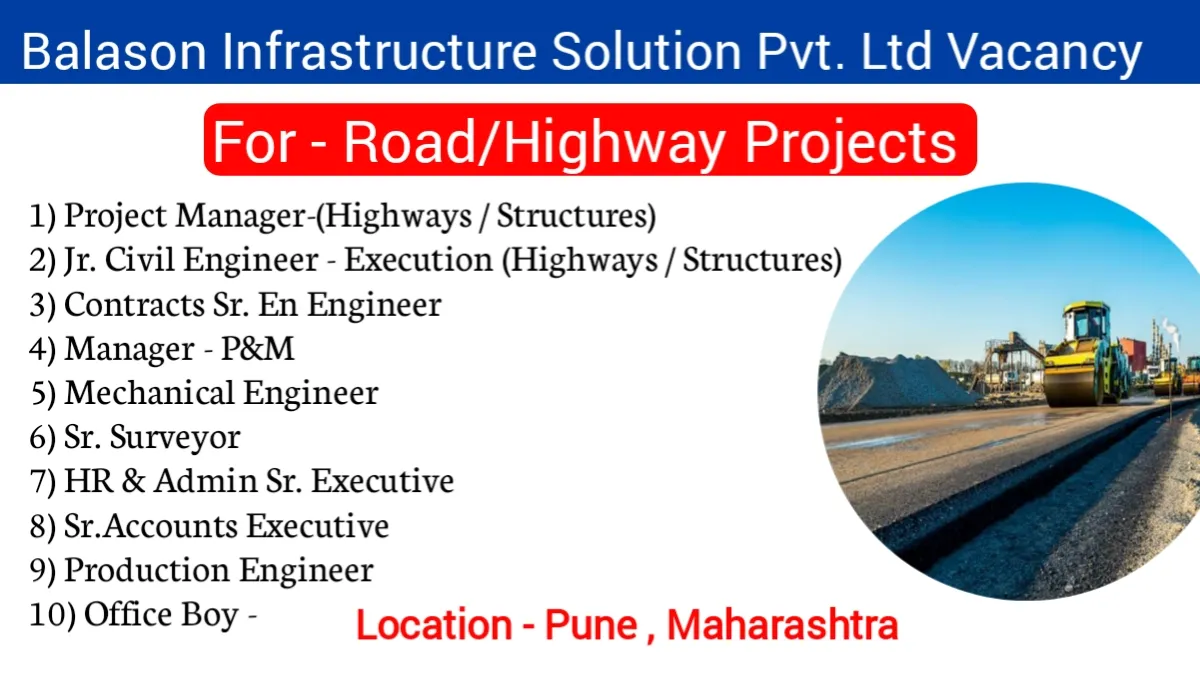 Exciting Opportunities At Balason Infrastructure Solution Pvt Ltd