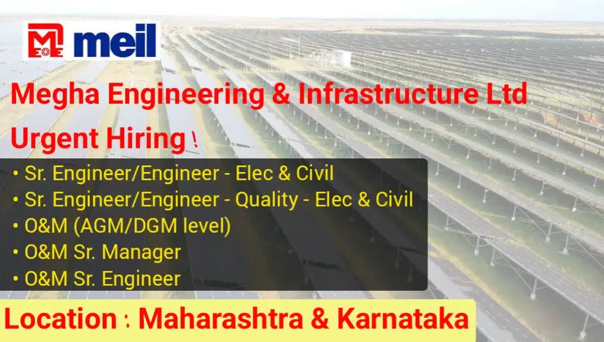 Megha Engineering & Infrastructure Ltd Vacancy