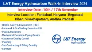 L&T Energy Hydrocarbon Walk-In Interview