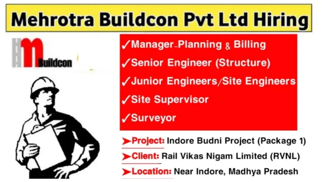 Mehrotra Buildcon Pvt Ltd (MBPL) Hiring