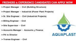 AQUAPLAST Infraprojects Pvt Ltd Vacancy