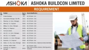 Ashoka Buildcon Ltd Job Vacancy