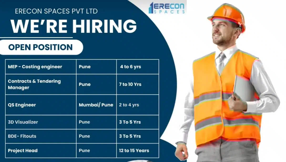 Erecon Spaces Pvt Ltd Vacancy