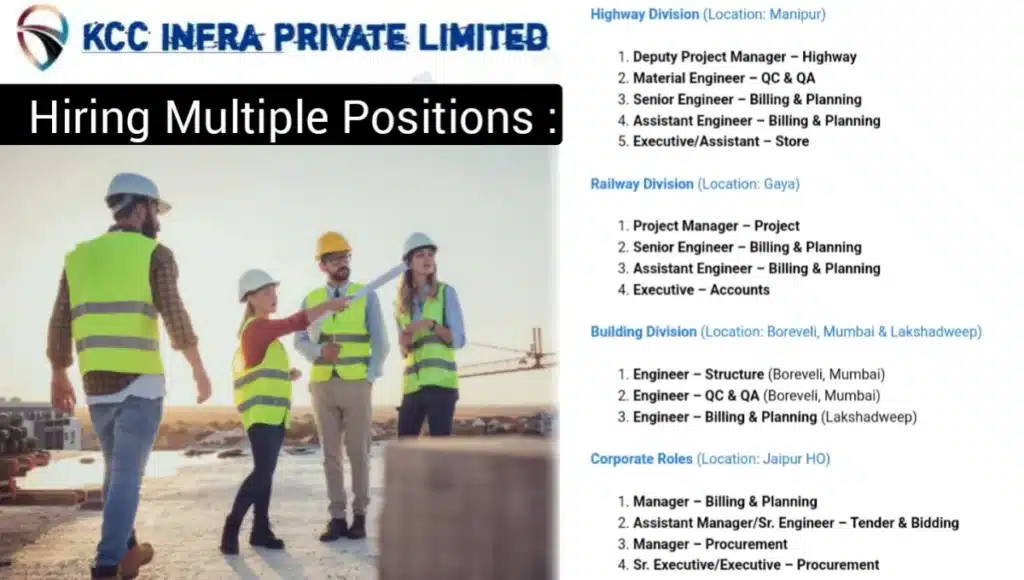 KCC Infra Pvt Ltd Vacancy