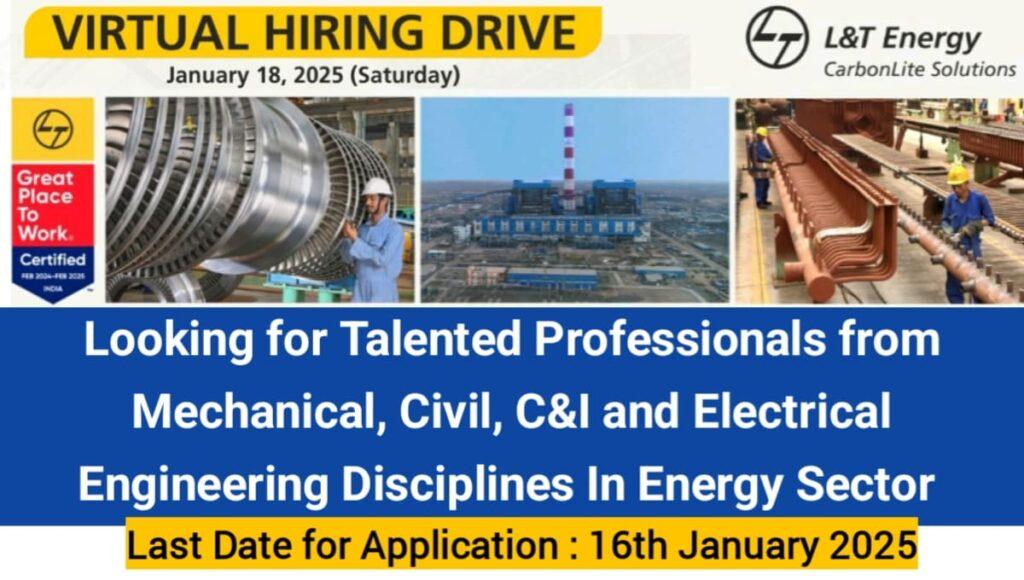 L&T Energy CarbonLite Solutions Virtual Hiring Drive 2025