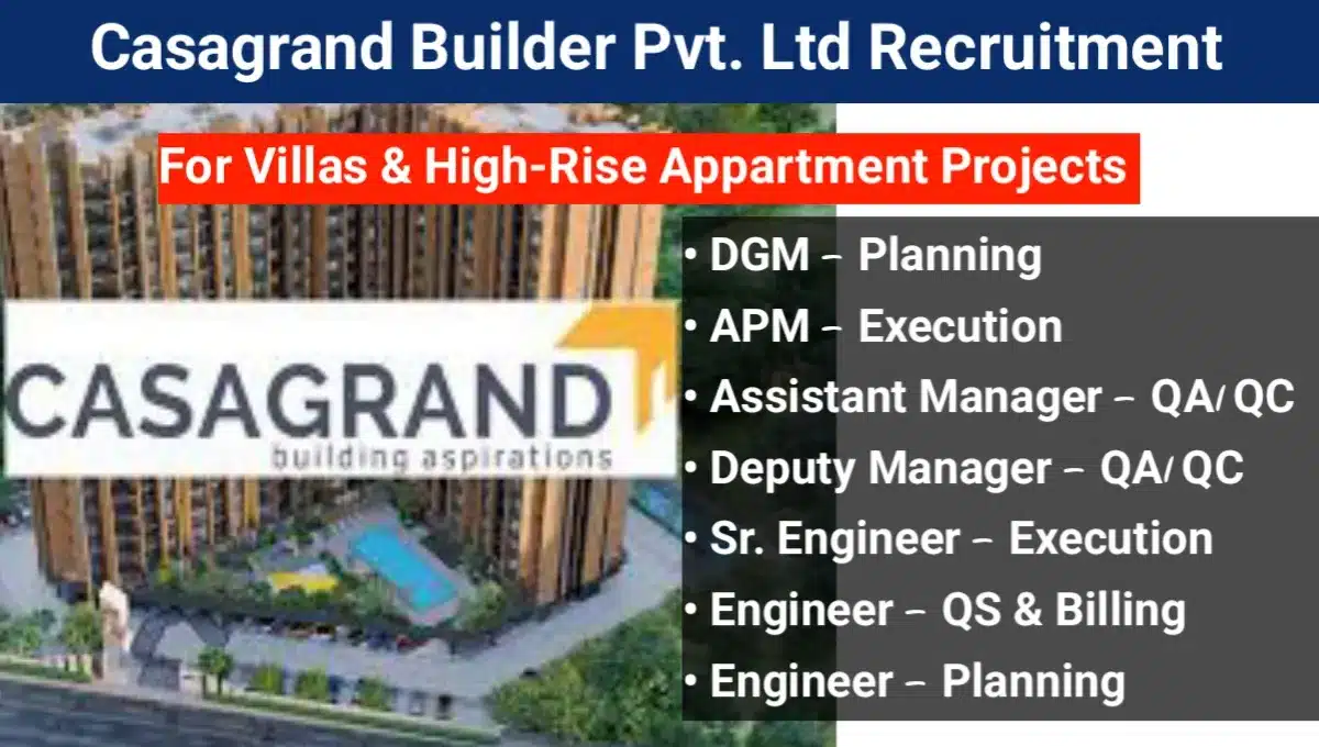 Casagrand Builder Pvt Ltd Job Vacancy