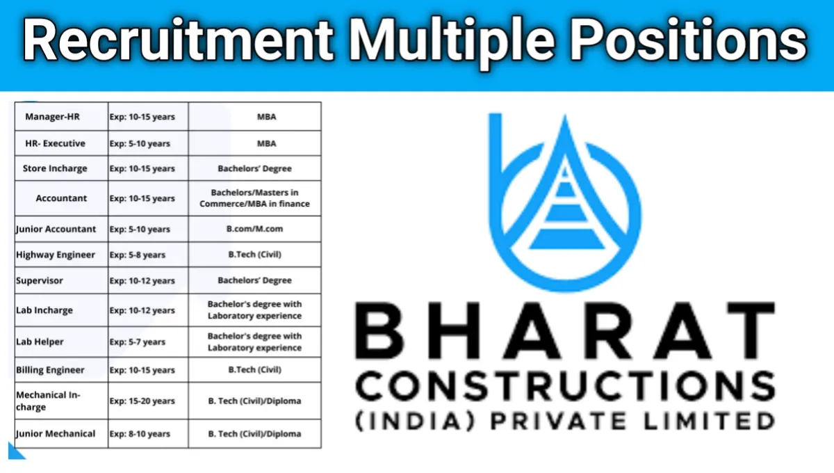 Bharat Constructions (India) Pvt Ltd Hiring 2025