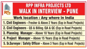 RPP Infra Projects Ltd Walk-In Interview at Pune