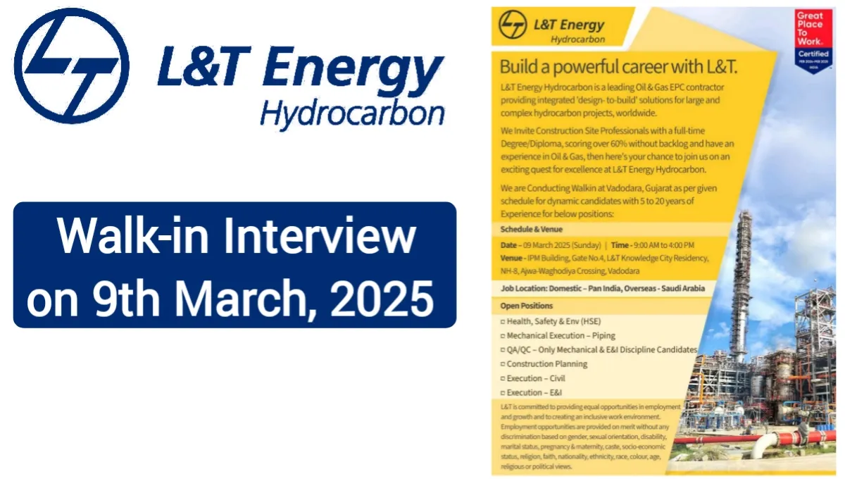 L&T Energy Hydrocarbon Walk-In Interview 2025