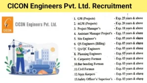 CICON Engineers Pvt Ltd Recruitment 2025